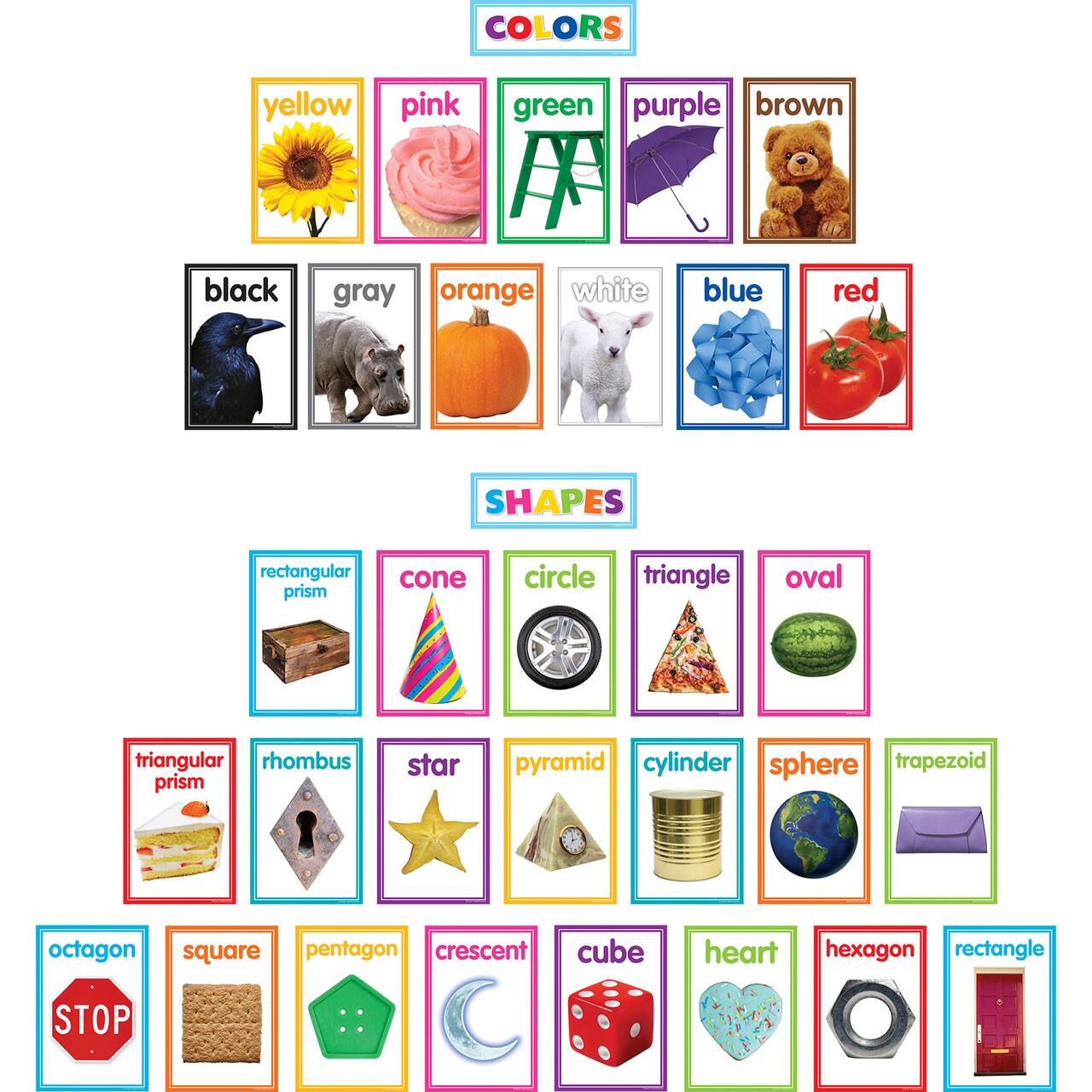 Teacher Created Resources Colorful Photo Shapes & Colors Cards Bulletin Board Set, 33ct.